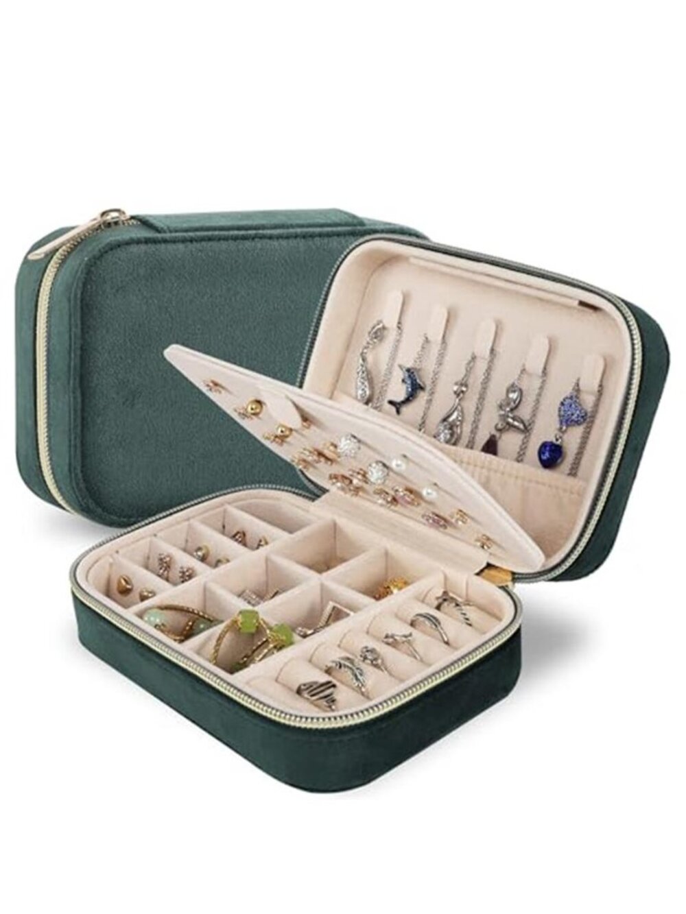 Velvet Travel Jewelry Box Organizer Small Portable Case Women Earring Ring
